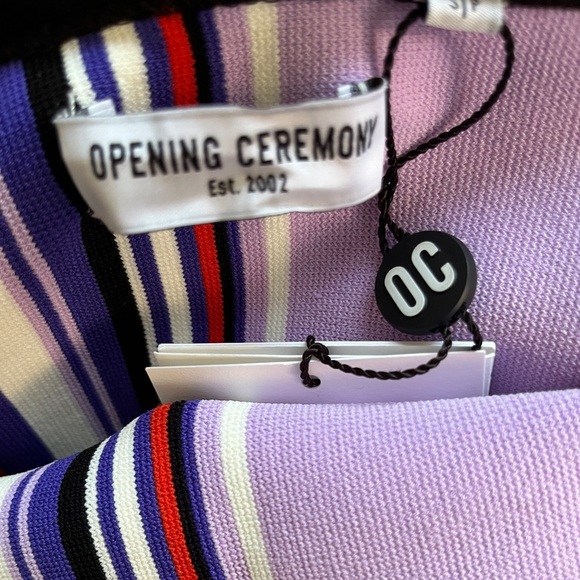 Opening Ceremony Stripe Knit Off Shoulder Dress Purple Multicolor – Size S NWT - Picture 3 of 16
